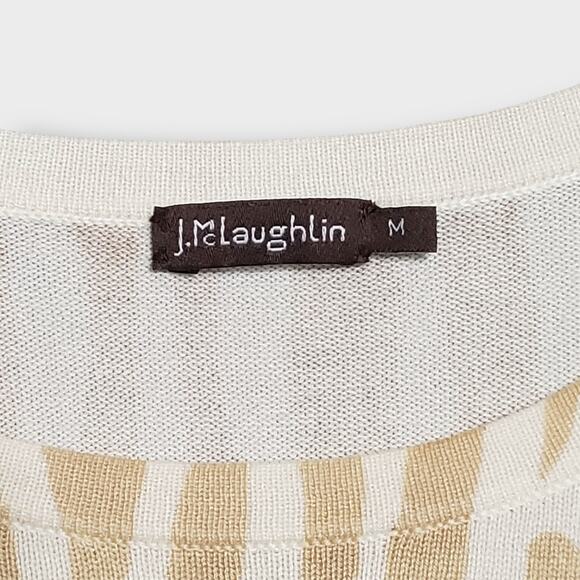 J. Mclaughlin Modal Stretch Zebra Print Sweater Lightweight Tan Cream Medium - Picture 7 of 14